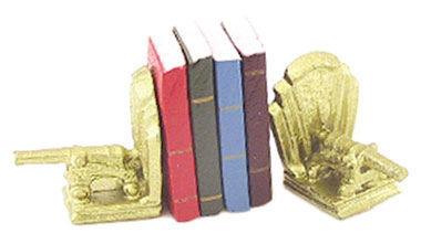 Dollhouse Miniature Cannon Bookends W/Books